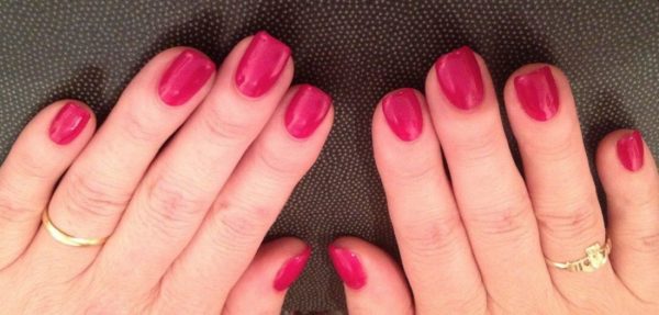 A finished gel polish manicure