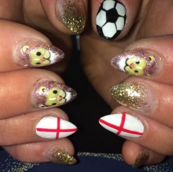 Lucy Doughton depicts three lions across nails to show support for England's football team