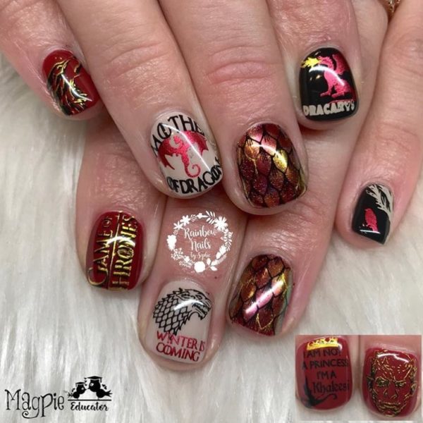 Sophie Hudd stamps intricate detail over these nails 