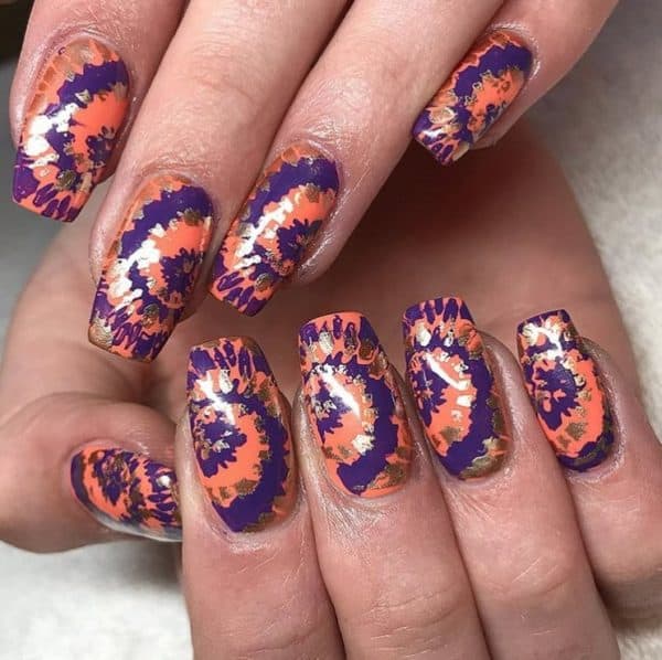 Orange and purple swirls served up by Chantelle at Don't Be Gelish Beauty 