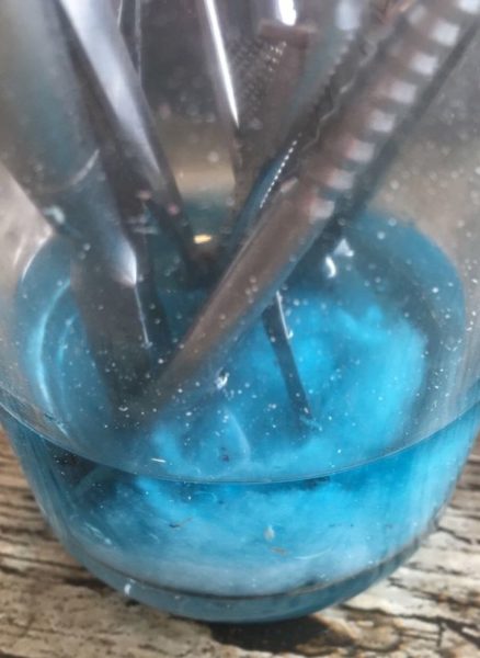 Tools should only be submerged in the disinfection solution for the set manufacturers guidelines and not as a constant.