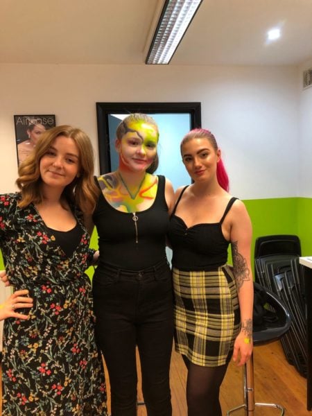 Belinda and Tiff with model