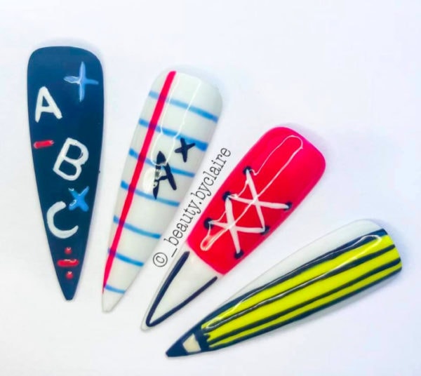 This stiletto set by Claire McKenzie has serious school vibes