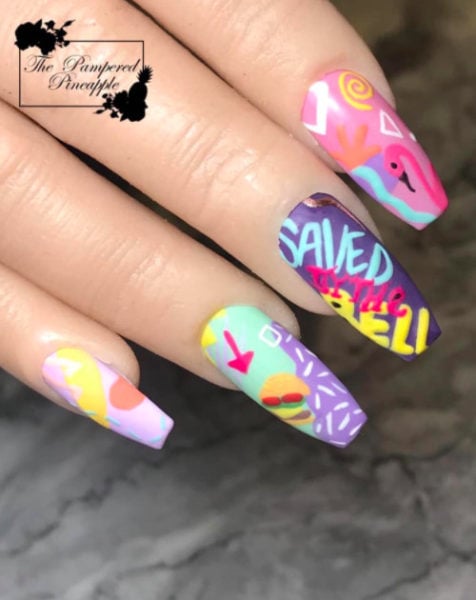 Keely Hobson represents the memories of getting home from school to watch Saved by the Bell!