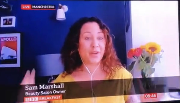 Sam Marshall, salon owner, on BBC Breakfast