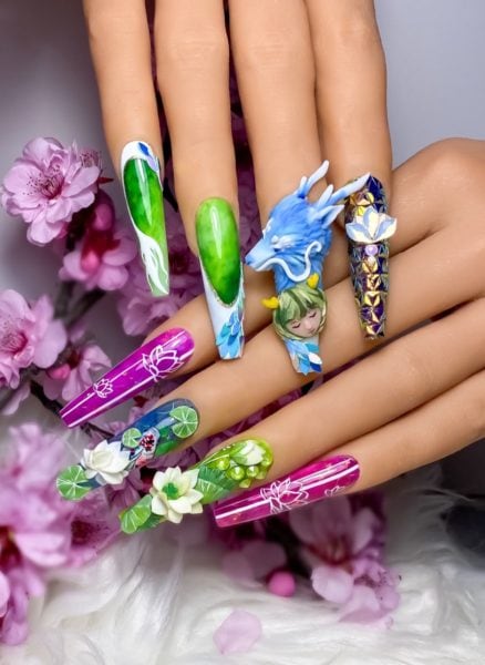 Nick Tran
"The Dragon represents me because I was born in the year of the dragon. Lotus flowers symbolise for my mom who is really important in my live as these are her favourite flowers. Lotus is all so is national follower of my home country Vietnam."