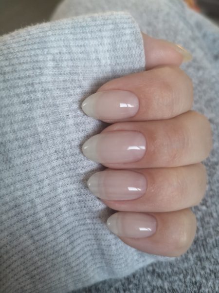 Polygel natural nail overlay