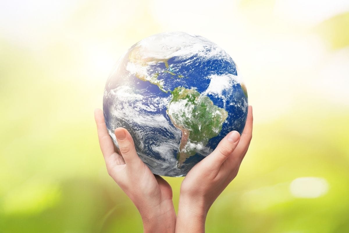 Hands globe eco