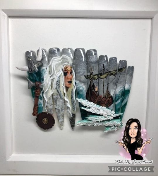 Laura Bennett's Viking-inspired nails