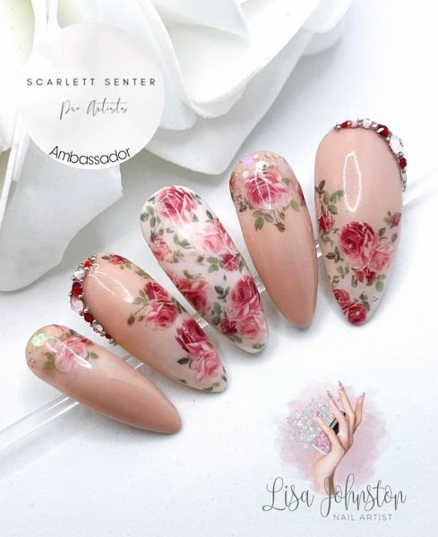 Vintage tea room-inspired nails by Lisa Johnston