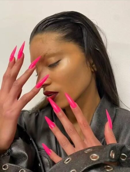 Hot pink for autumn/winter? Nail lead for Luis De Javier, Pattie Yankee, said 'absolutely', using products from her brand to create hot pink, classic red and crimson looks. Image: @pattieyankee