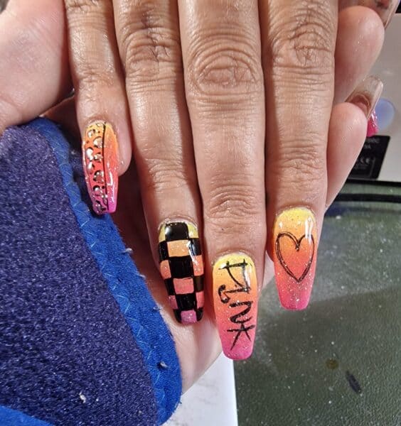 Kirsty Callaghan's P!nk nails