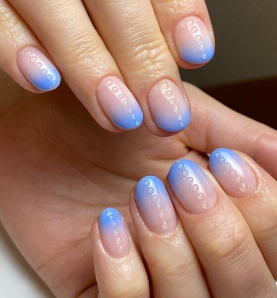@parisinailedit of Switzerland uses The GelBottle Inc colours for this ocean blue, wet-look ombré.