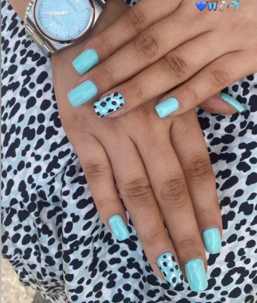 Demi Louise Pimlett matches a client's nails to her dress and watch for a wedding. 