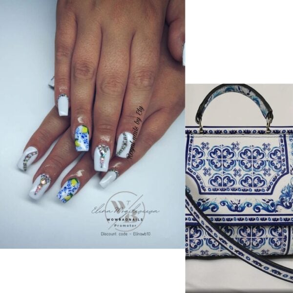 Elina Mogilevceva's bag-inspired nails.