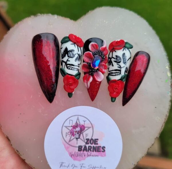 Nails by zoe barnes takes inspiration from gothic fashion.