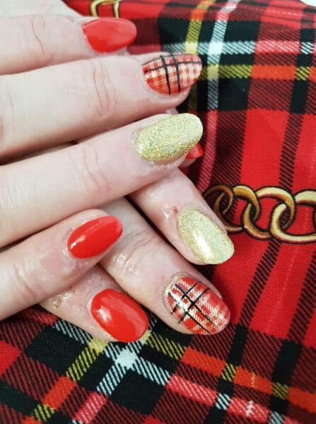 Paula Carr - "Nails inspired by a tartan shirt brought in by a client."