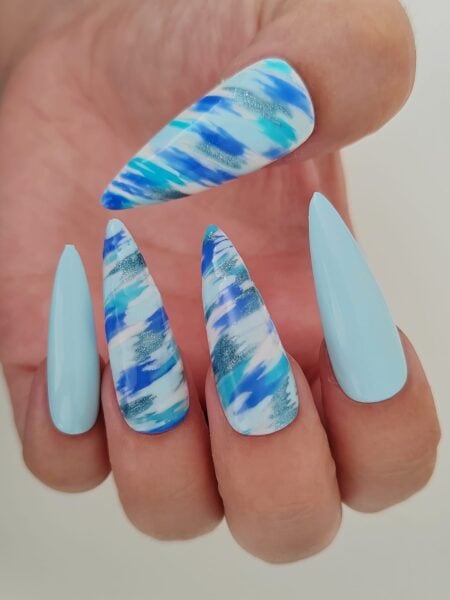 Rhiannon Gilfillan's patchwork denim nails.