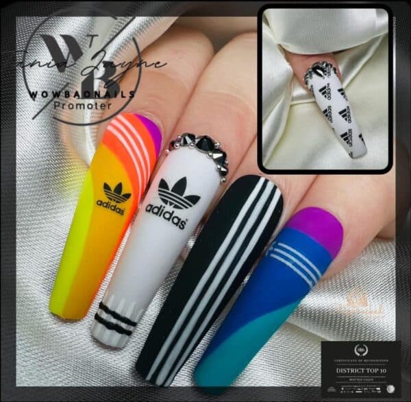 Tania Jayne's Adidas nails.