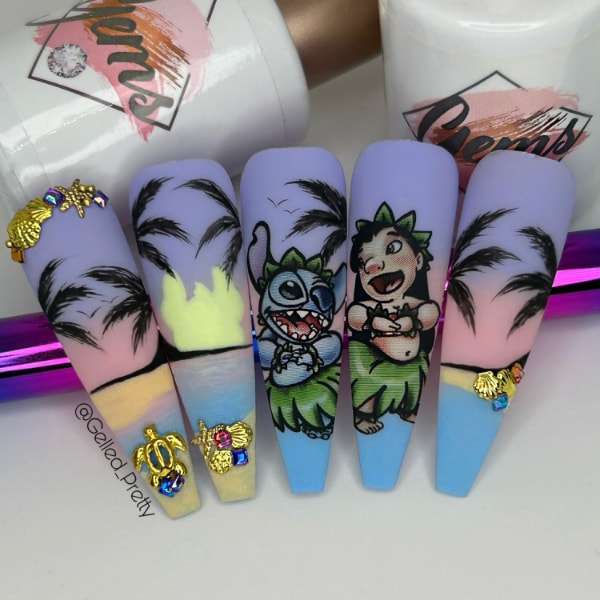 Carla Brannan Gelled Pretty Lilo And Stitch Nails