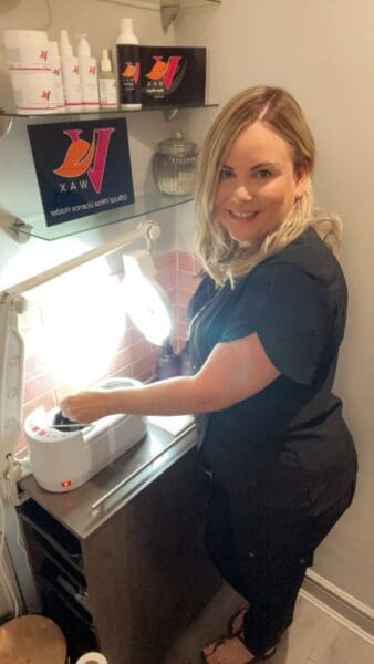 Michelle brookes during waxing treatment