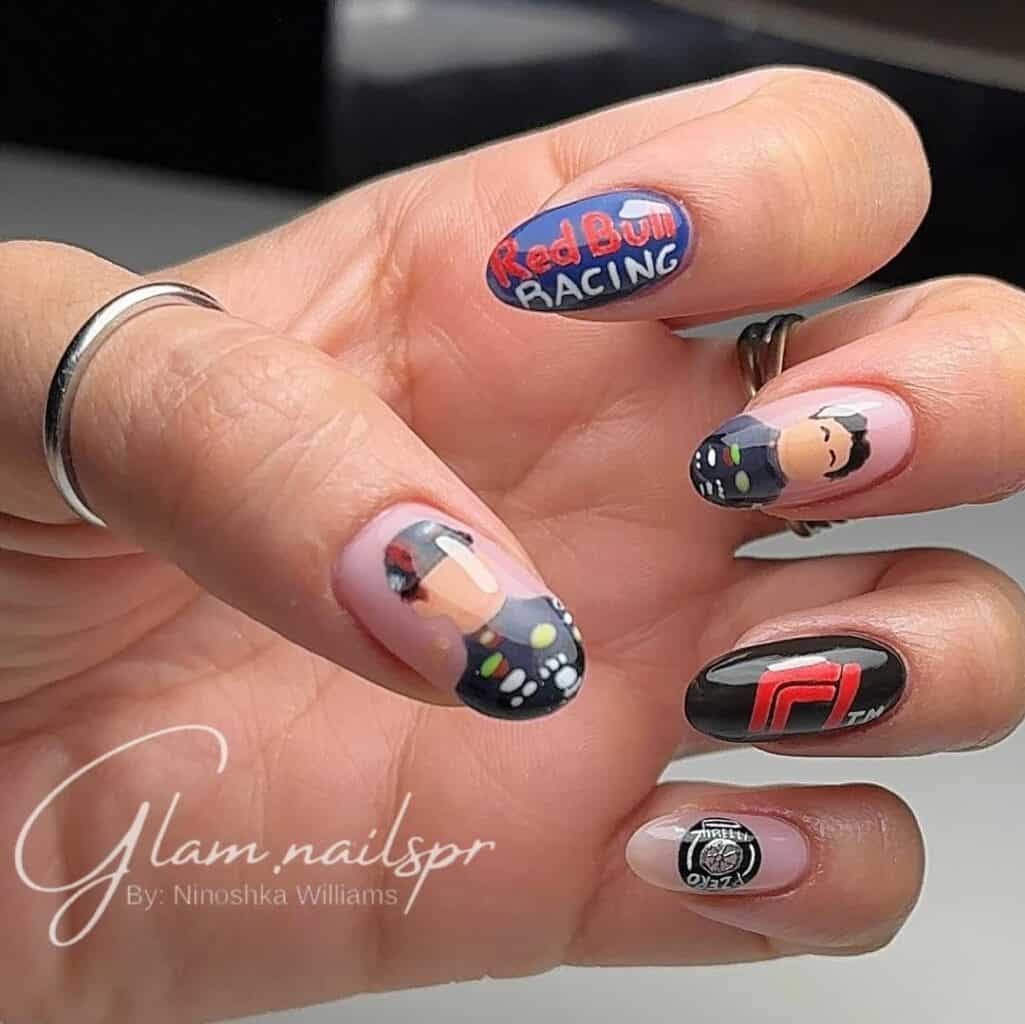 Formula 1 Red Bull Racing nails @glam.nailspr