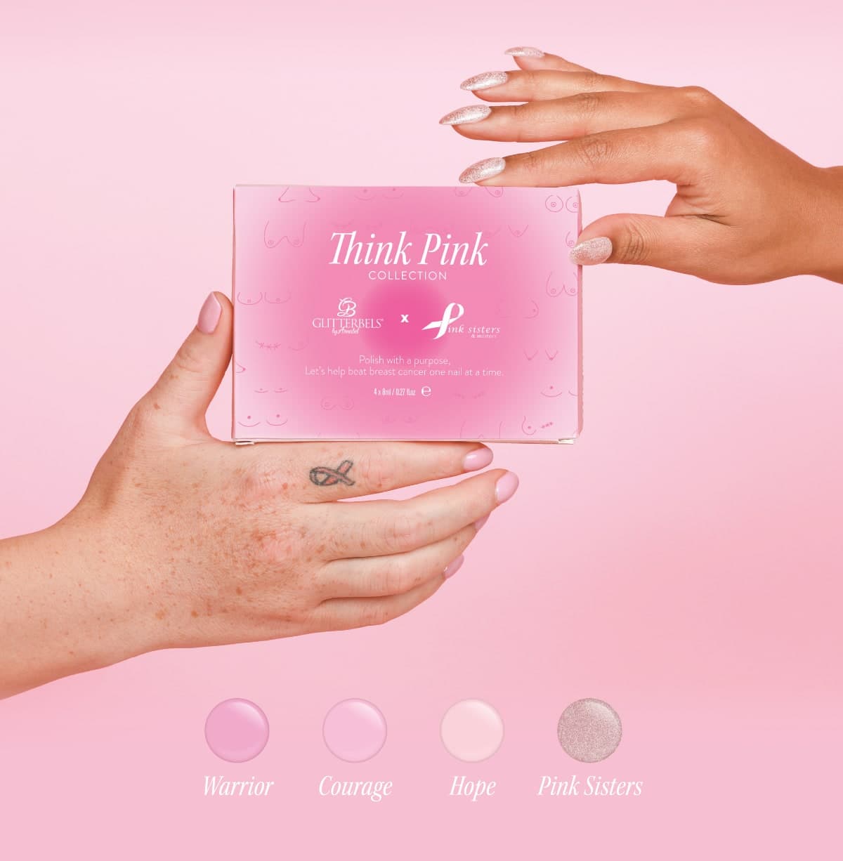 Glitterbels think pink breast cancer awareness collection
