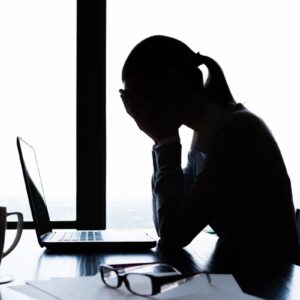 Stressed woman silhouette