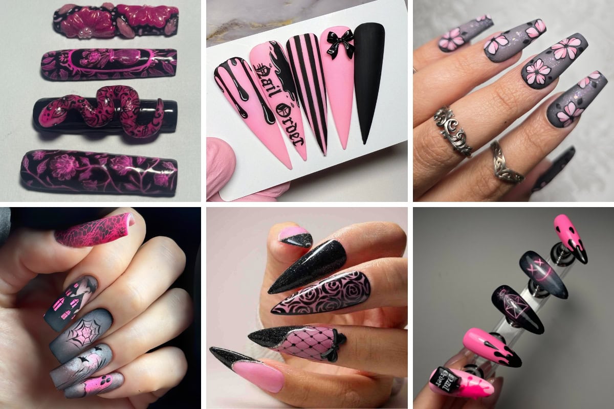 Pink black nail art designs scratch snap contest october 2025